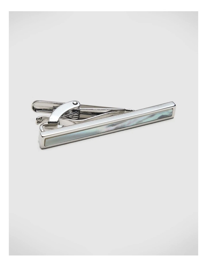 Mason Mother Of Pearl Tie Clip in Silver image 2