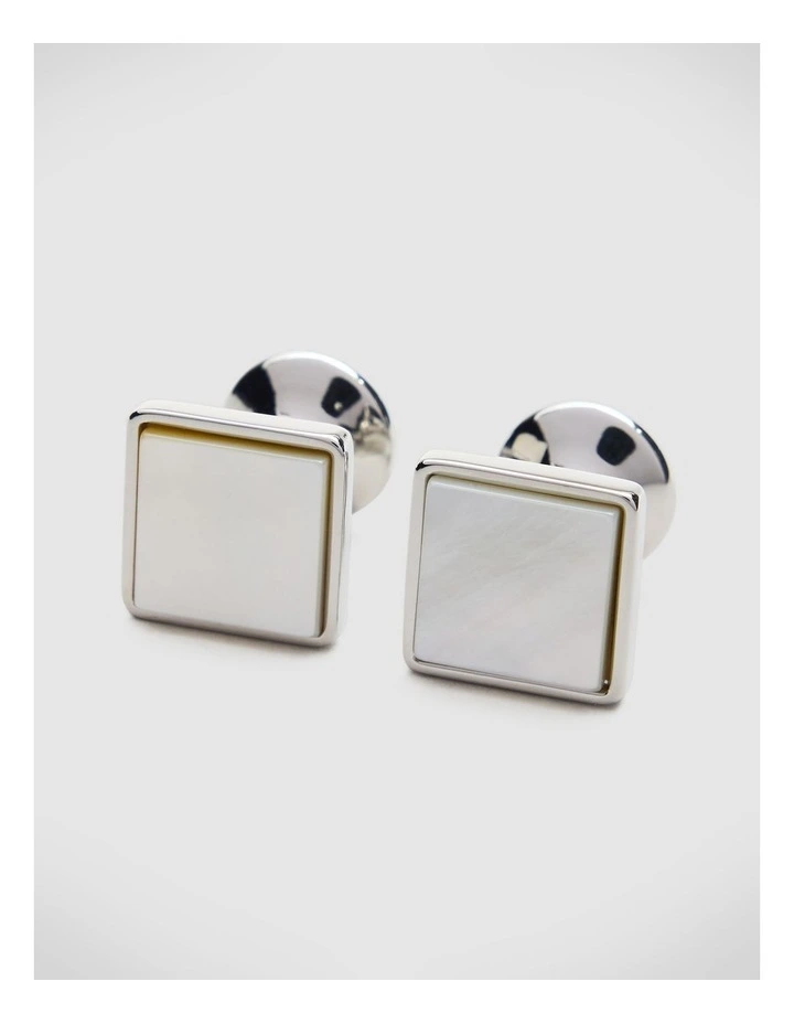 Mason Mother Of Pearl Cufflinks in Silver image 2