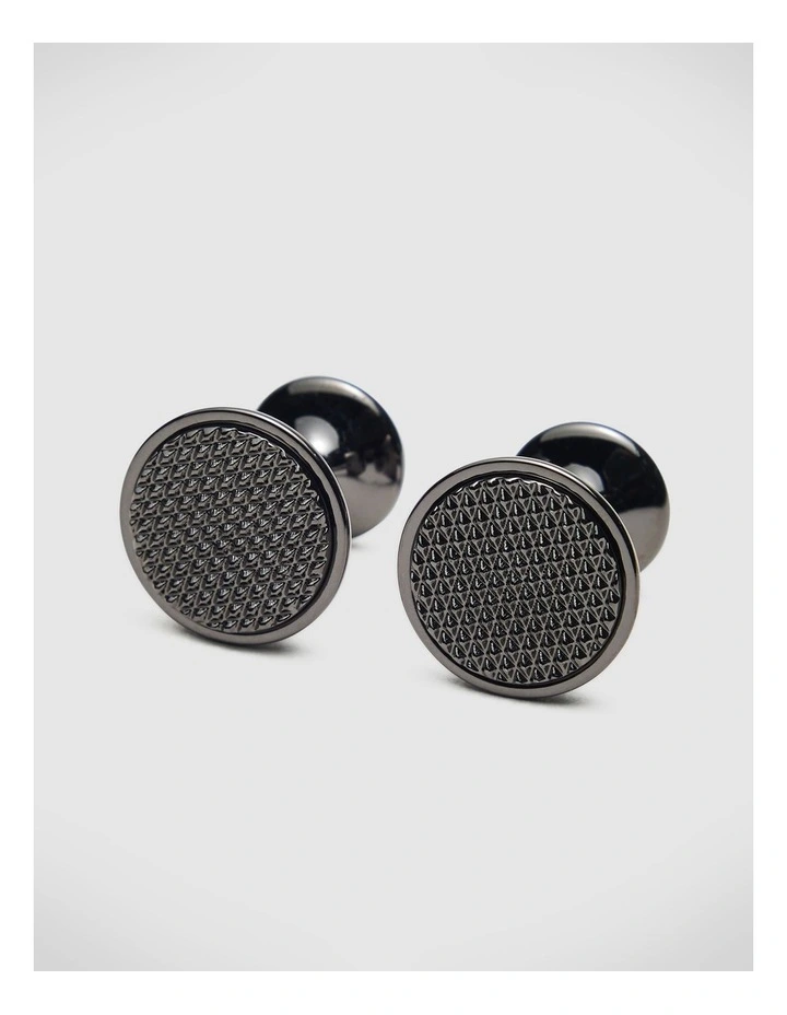 Patrick Textured Cufflinks in Gunmetal image 2