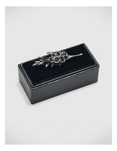 Ryan Crystal Floral Brooch in Gunmetal