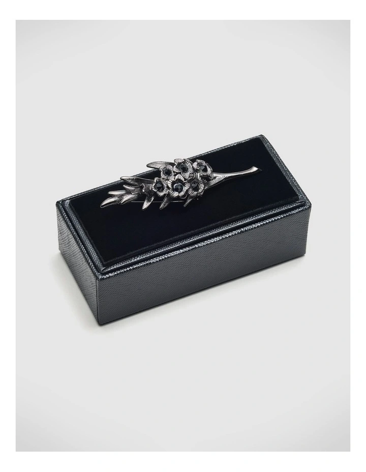 Ryan Crystal Floral Brooch in Gunmetal image 1