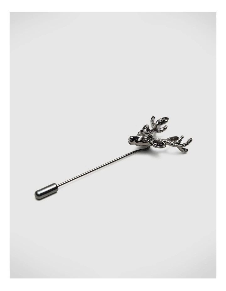 Ash Stag Lapel Pin in Gunmetal image 2