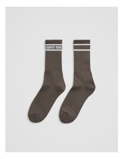 Australian Cotton Blend Cr Sport Crew Sock in Mushroom