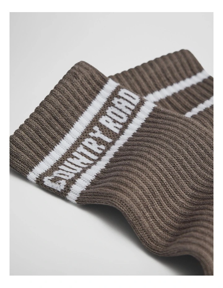Australian Cotton Blend Cr Sport Crew Sock in Mushroom image 2