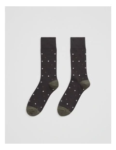 Australian Cotton Blend Spot Sock in Charcoal