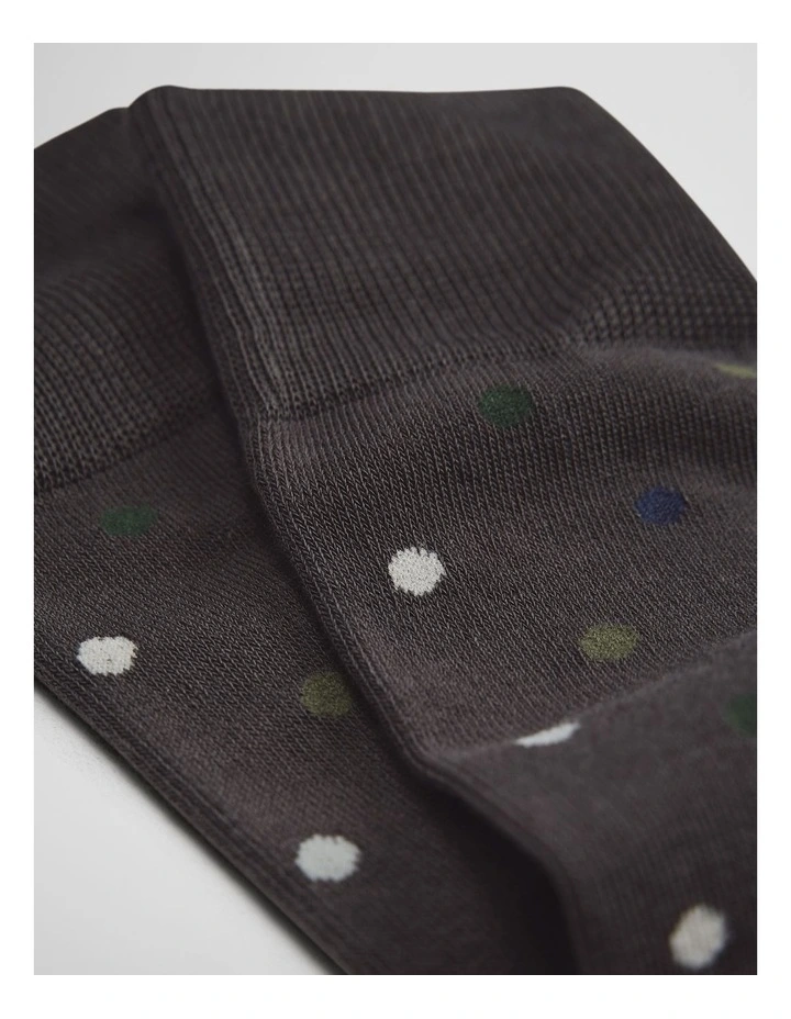 Australian Cotton Blend Spot Sock in Charcoal image 2