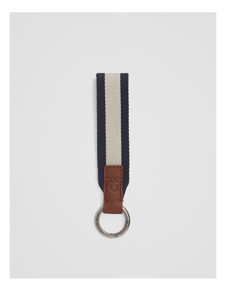 Striped Keyring in Navy image 1