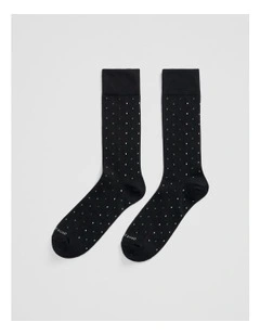 Rib Square Dot Sock in Black