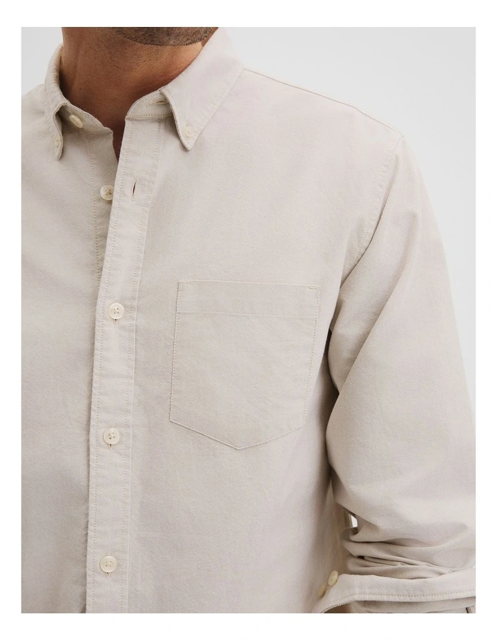 Regular Fit Australian Cotton Oxford Shirt in Pebble image 3