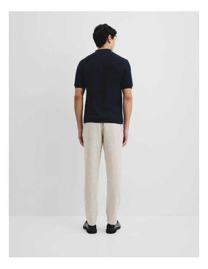 Australian Cotton Short Sleeve Textured Knit Shirt in Navy image 4