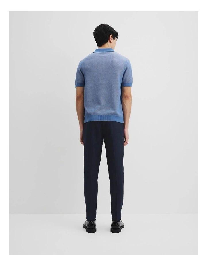 Australian Cotton Short Sleeve Knit Polo in Sea Salt Blue image 4