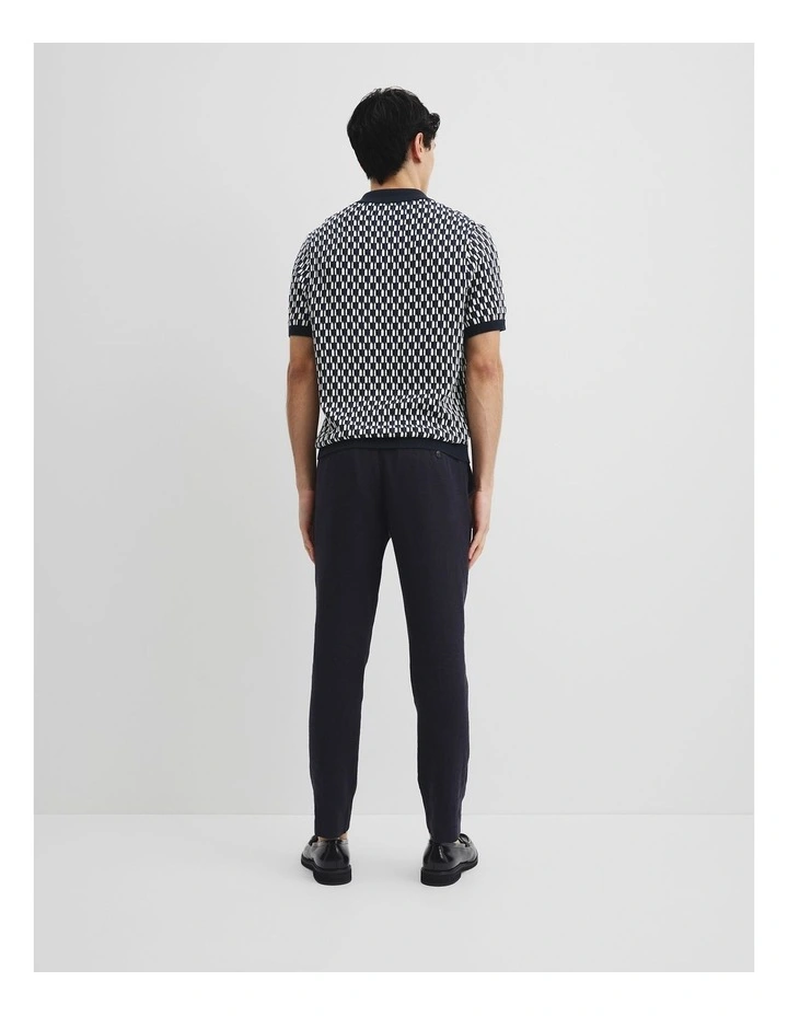 Australian Cotton Short Sleeve Geometric Knit Shirt in Navy Multi image 4