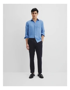Linen Cotton Pant in Navy