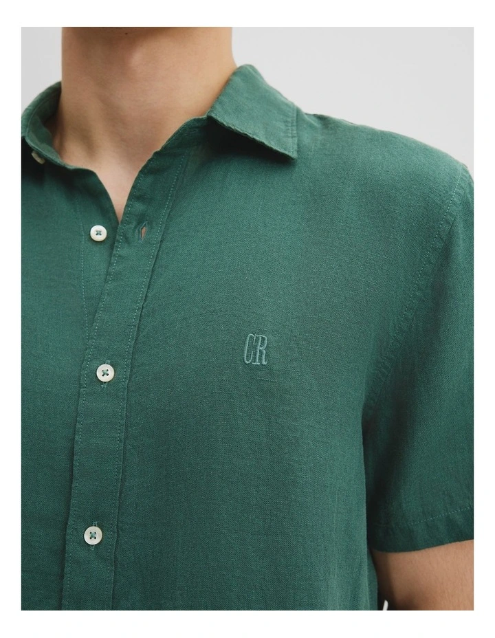 Regular Fit Organically Grown Linen Short Sleeve Shirt in Cypress image 2