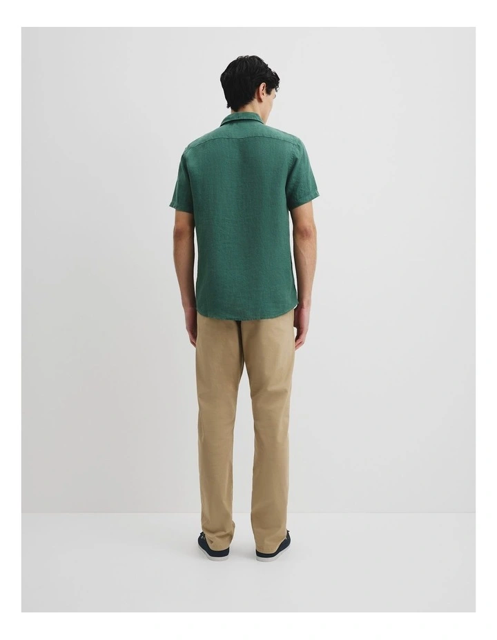 Regular Fit Organically Grown Linen Short Sleeve Shirt in Cypress image 4