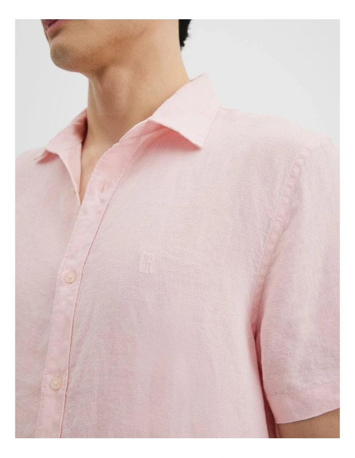 Regular Fit Organically Grown Linen Short Sleeve Shirt in Orchid image 2