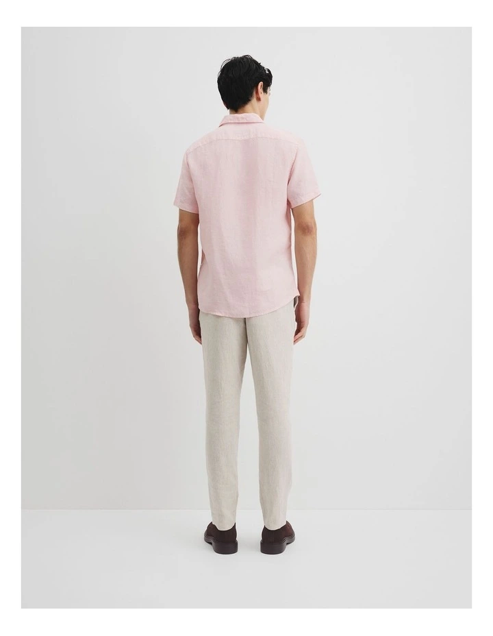 Regular Fit Organically Grown Linen Short Sleeve Shirt in Orchid image 4