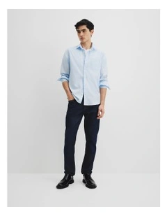 Australian Cotton Poplin Shirt in Pale Blue