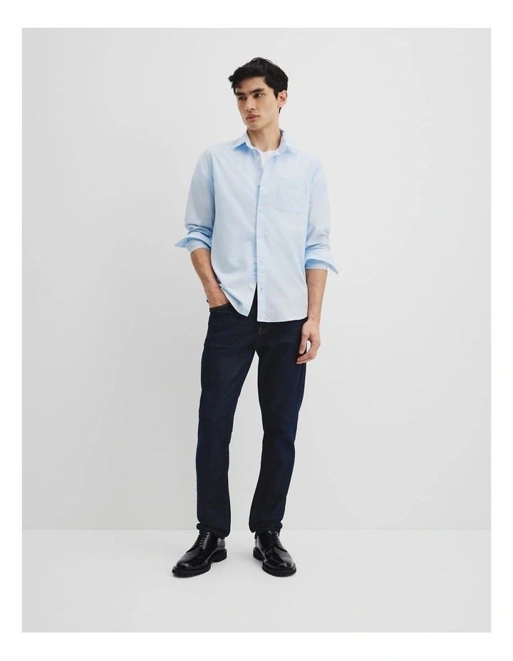 Australian Cotton Poplin Shirt in Pale Blue image 1
