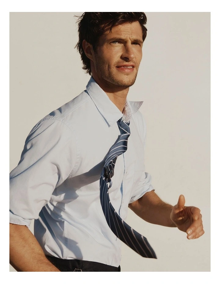 Australian Cotton Poplin Shirt in Pale Blue image 4