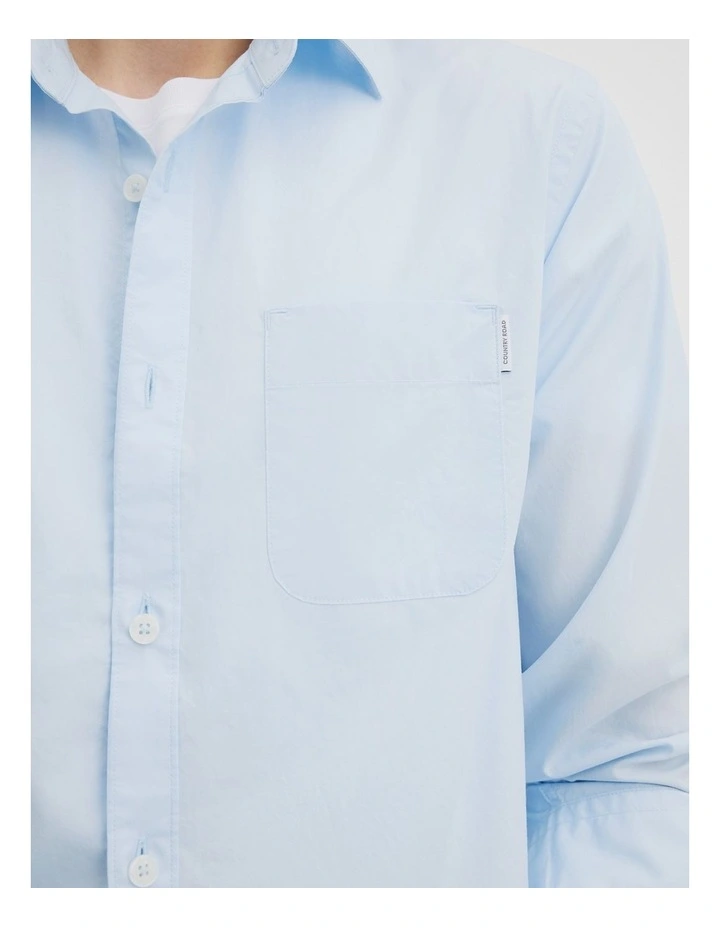 Australian Cotton Poplin Shirt in Pale Blue image 5