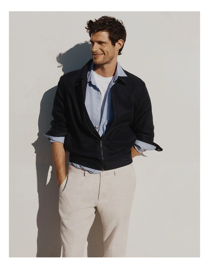 Long Sleeve Regular Fit Cotton Textured Shirt in Blue image 2