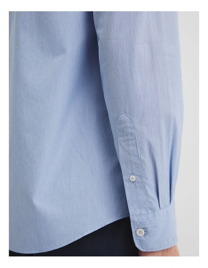 Long Sleeve Regular Fit Cotton Textured Shirt in Blue image 3