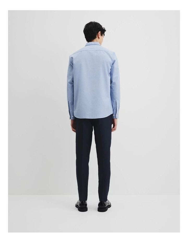Long Sleeve Regular Fit Cotton Textured Shirt in Blue image 5
