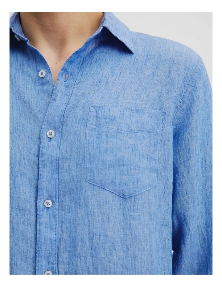 Regular Fit Organically Grown Linen Shirt in Sea Salt Blue image 2