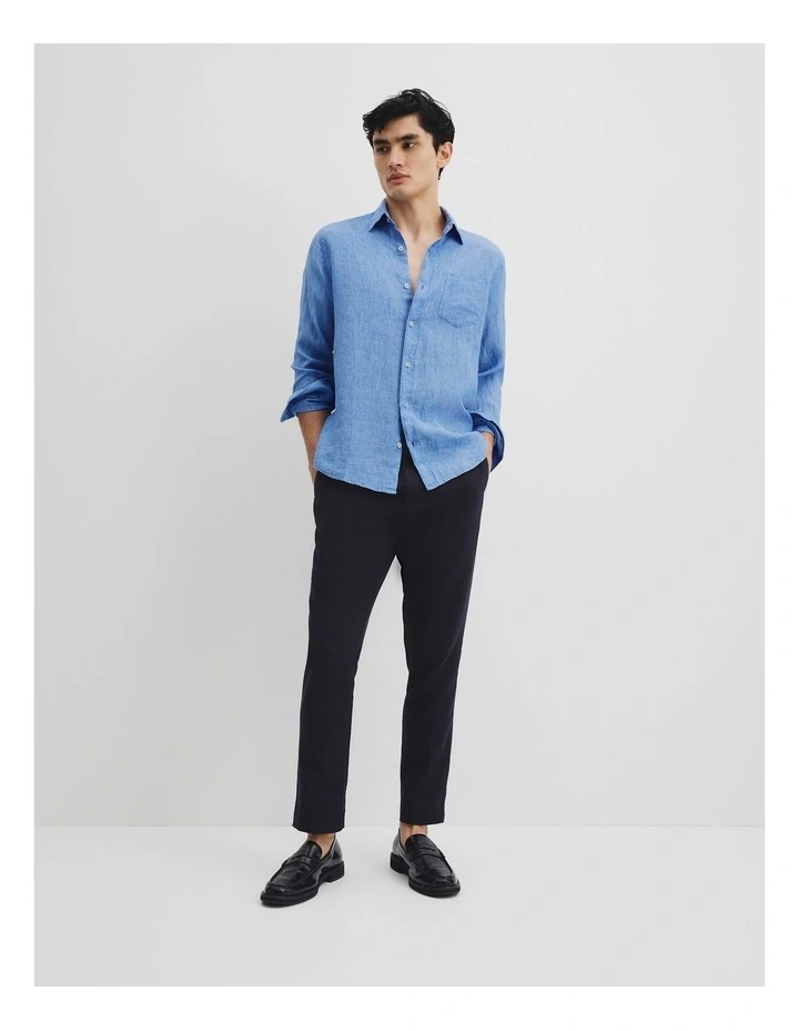 Regular Fit Organically Grown Linen Shirt in Sea Salt Blue image 3
