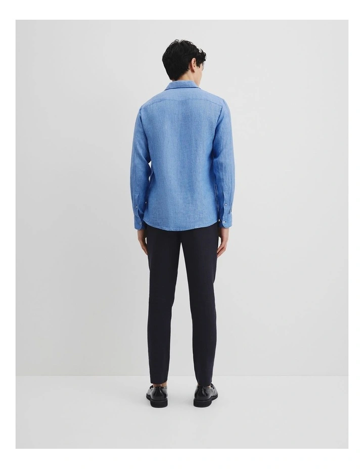 Regular Fit Organically Grown Linen Shirt in Sea Salt Blue image 4