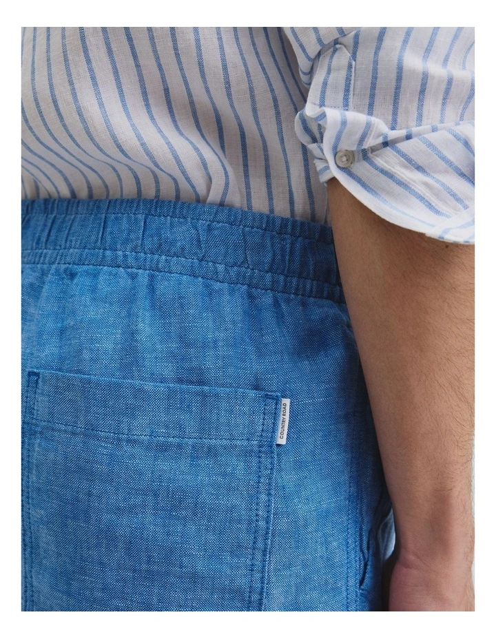 Organically Grown Linen Drawcord Short in Sea Salt Blue image 3
