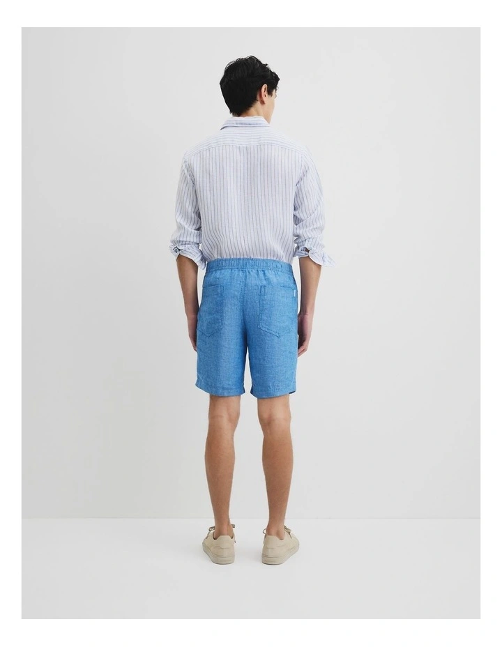 Organically Grown Linen Drawcord Short in Sea Salt Blue image 4
