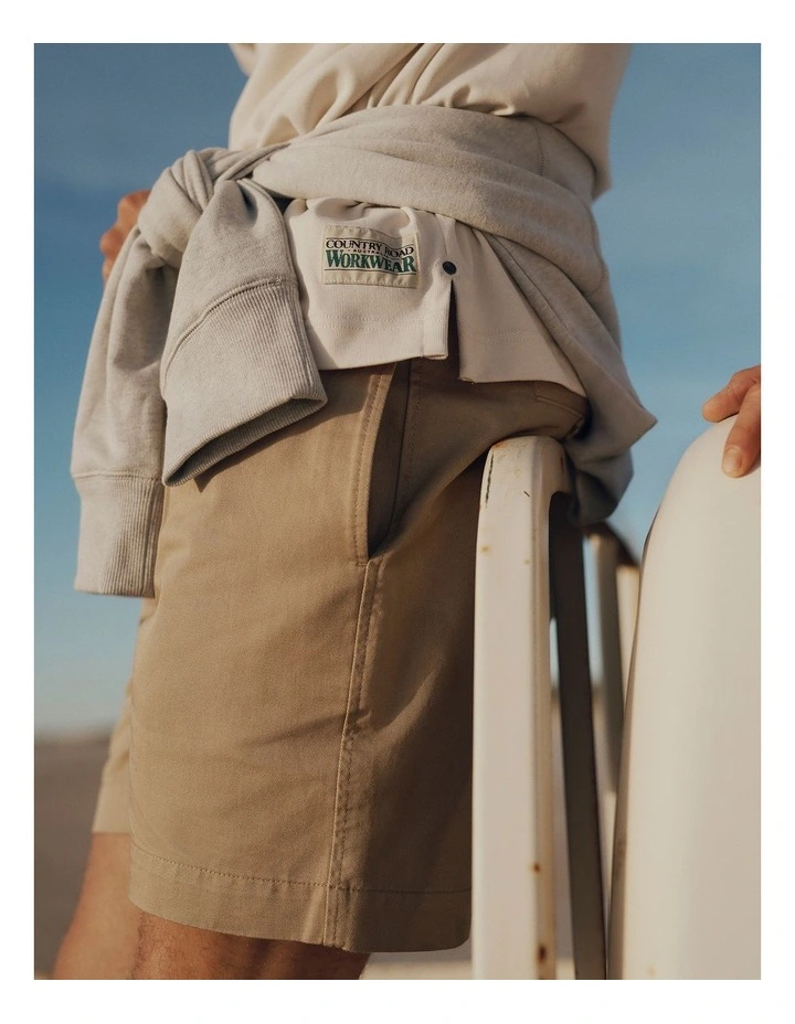 Australian Cotton Workwear Short in Stone image 2