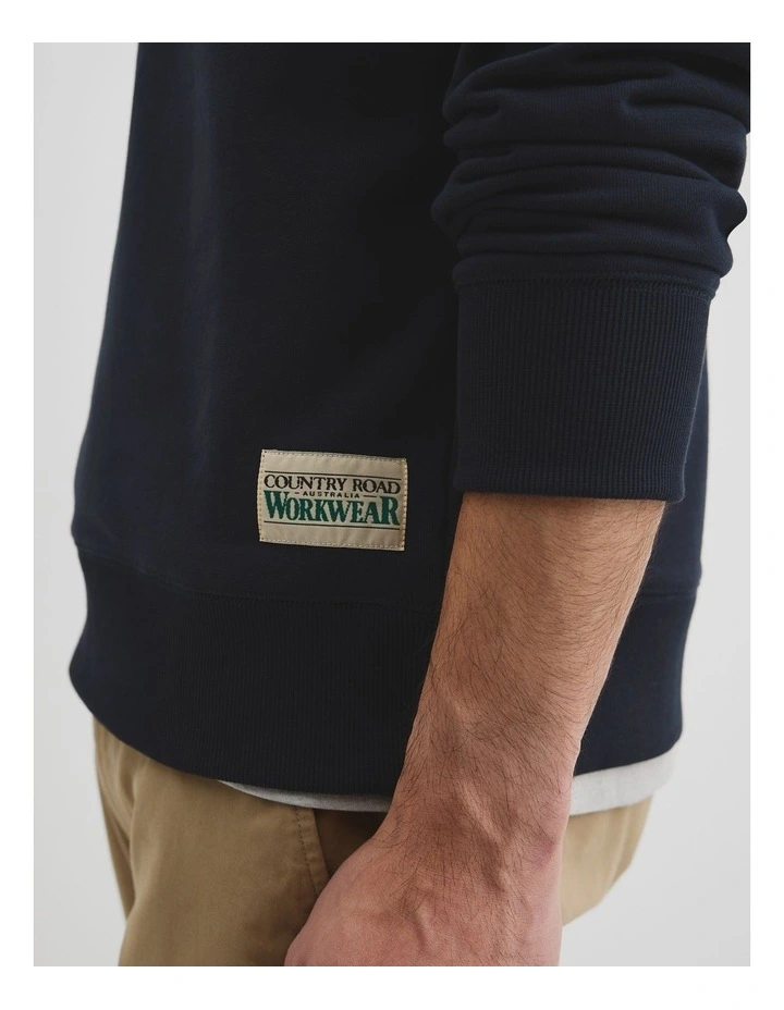 Australian Cotton Workwear Sweat in Navy image 3