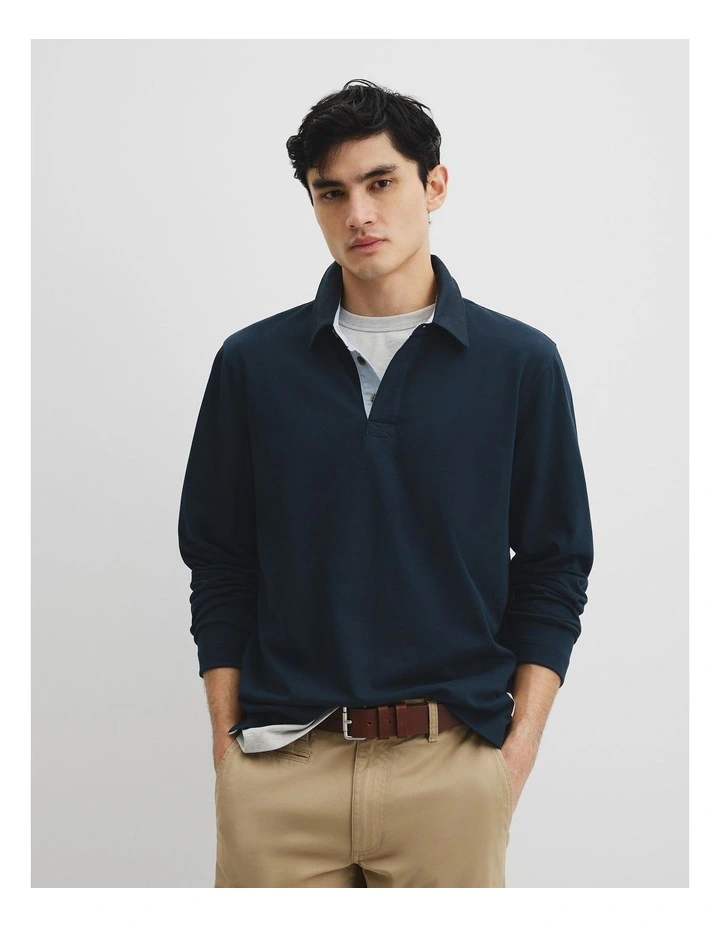 Australian Cotton Workwear Rugby in Navy image 3