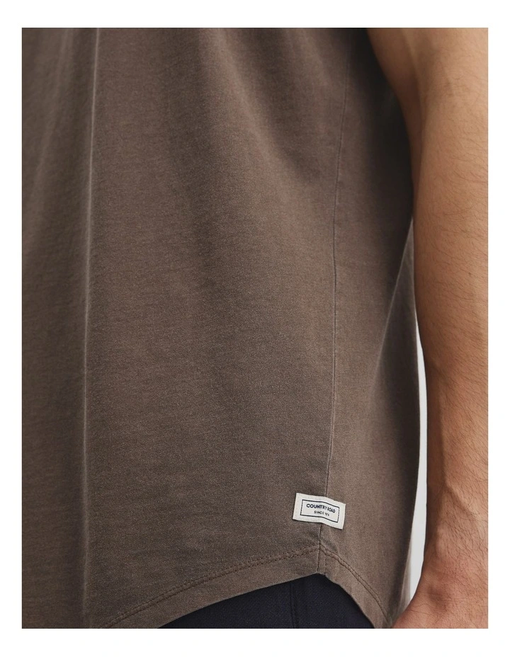 Australian Cotton Longline Garment Dye T-shirt in Fudge image 2