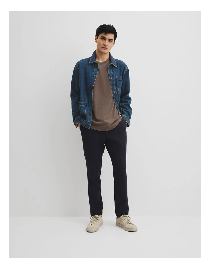 Australian Cotton Longline Garment Dye T-shirt in Fudge image 3