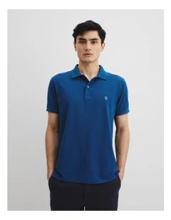 Verified Australian Cotton Pique Polo in Lapis