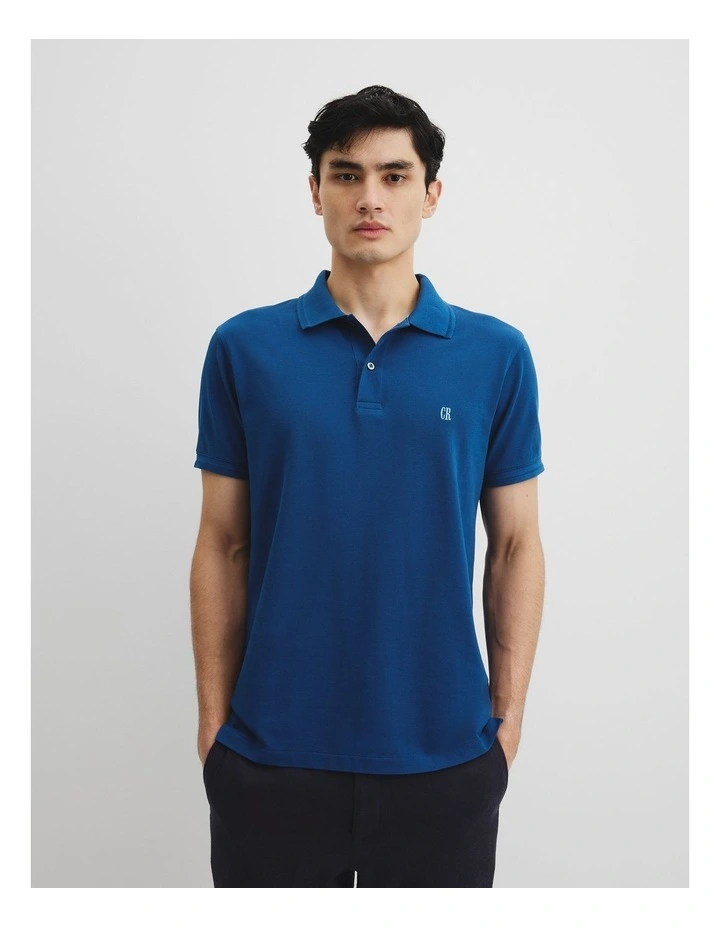 Verified Australian Cotton Pique Polo in Lapis image 1