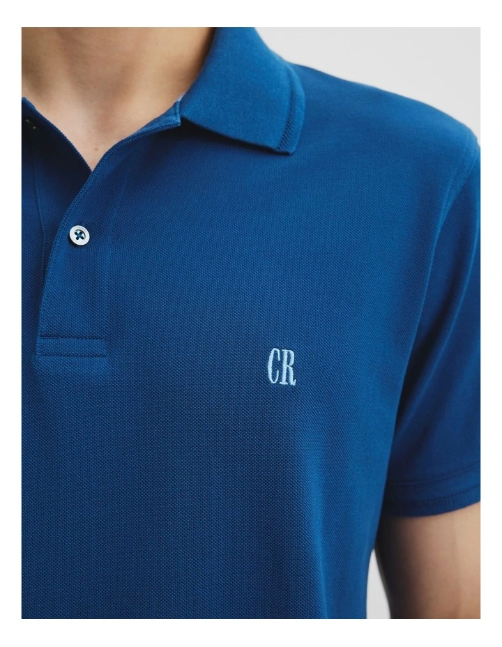 Verified Australian Cotton Pique Polo in Lapis image 2