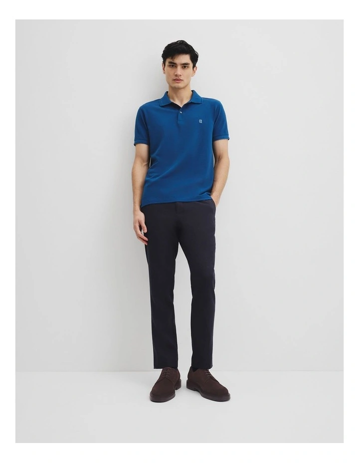 Verified Australian Cotton Pique Polo in Lapis image 3
