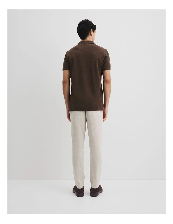Verified Australian Cotton Pique Polo in Fudge Marle image 4