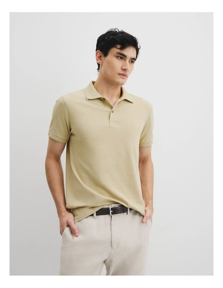 Australian Cotton Jacquard Polo in Pebble image 1