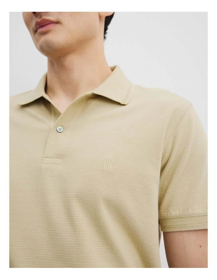 Australian Cotton Jacquard Polo in Pebble image 2