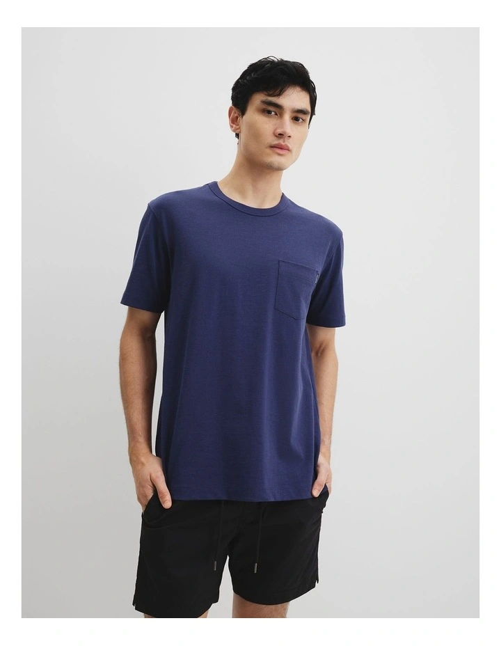 Organically Grown Cotton Slub T-shirt in French Navy image 1