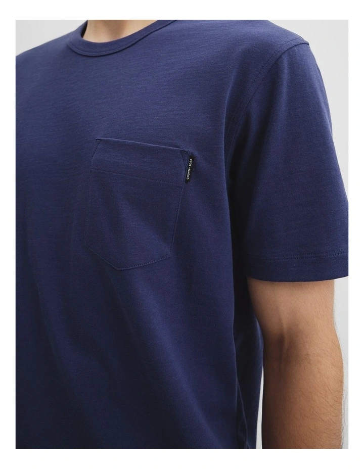 Organically Grown Cotton Slub T-shirt in French Navy image 2