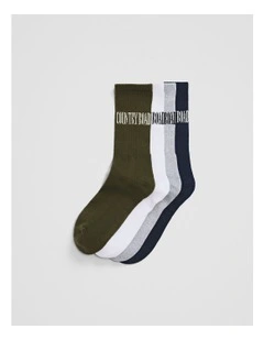 Australian Cotton Blend Heritage Sock Pack Of 4 in Green Multi