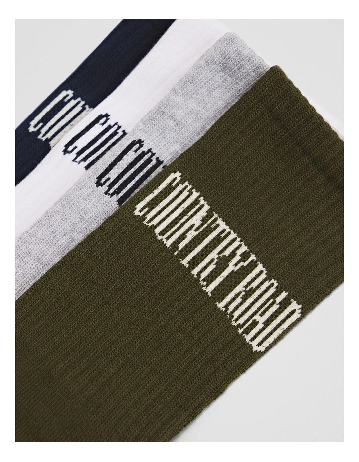 Australian Cotton Blend Heritage Sock Pack Of 4 in Green Multi image 3