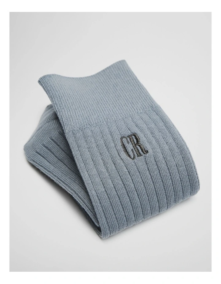 Australian Cotton Blend Cr Rib Crew Sock in Pale Blue image 2